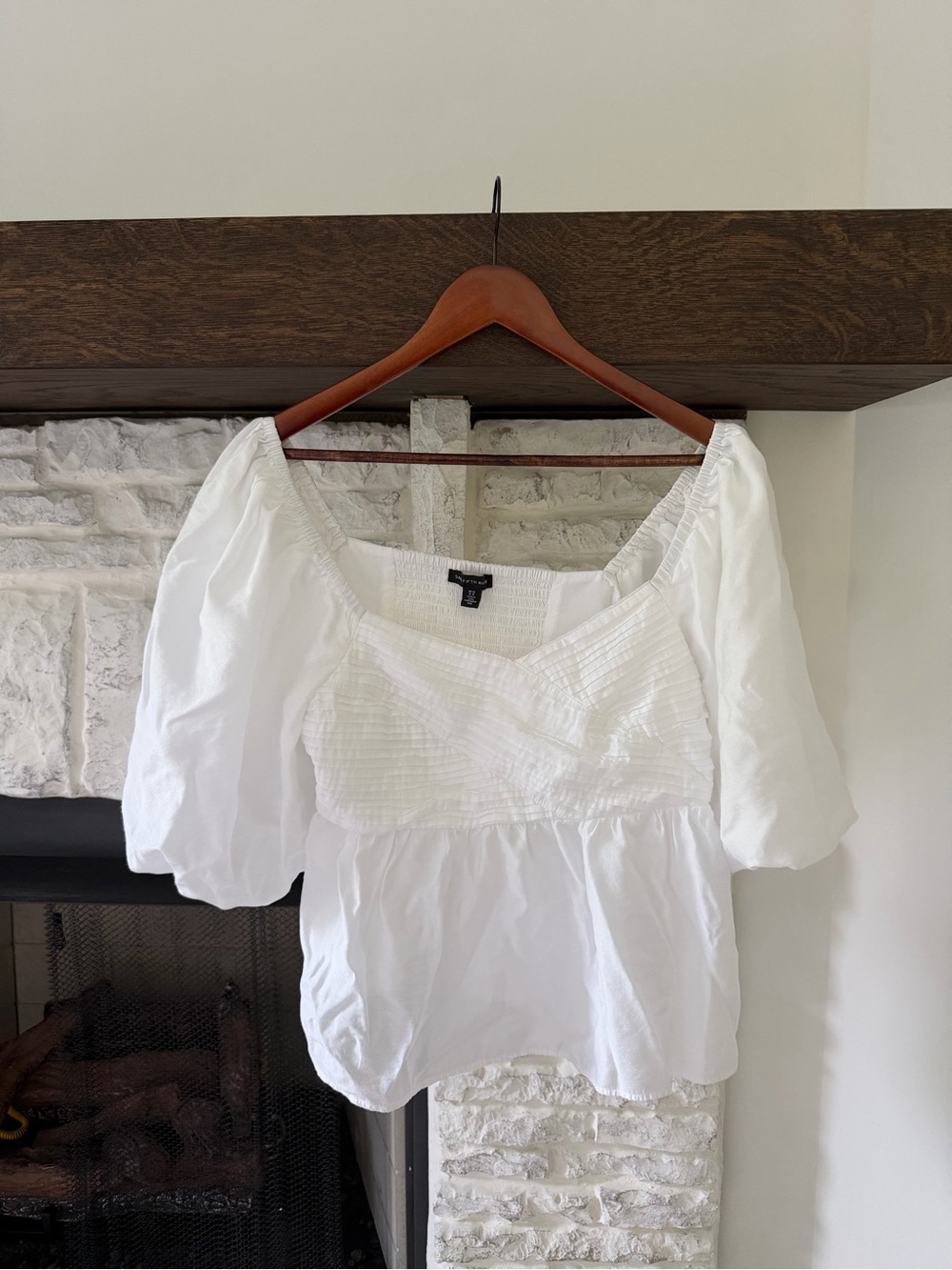 Saks Fifth Avenue White Puff-Sleeve Blouse